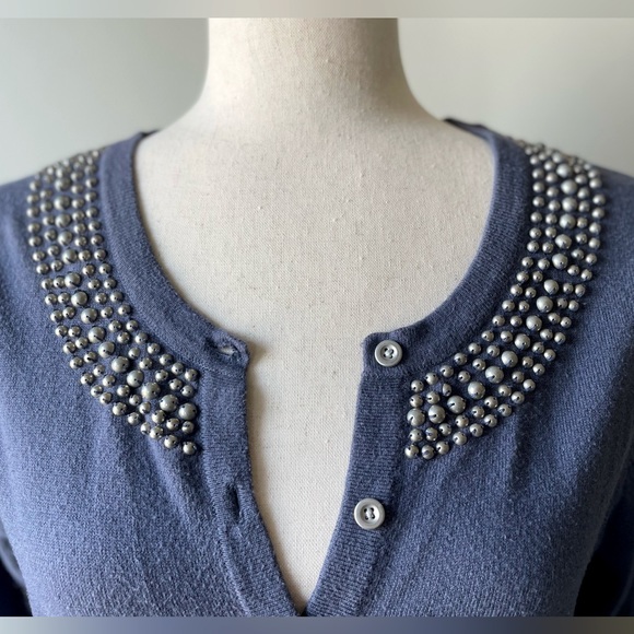 Merona | Button-Down Beaded Neckline Cardigan | Navy Blue | Medium - Picture 2 of 4